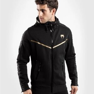 Venum Men's Black Gold Laser Evo Zip‎ Up Hoodie Track Jacket Medium